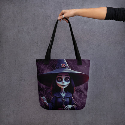 Witchy Tote Bag | Halloween Witch Tote Bag | Cartoon Witch Tote Bag