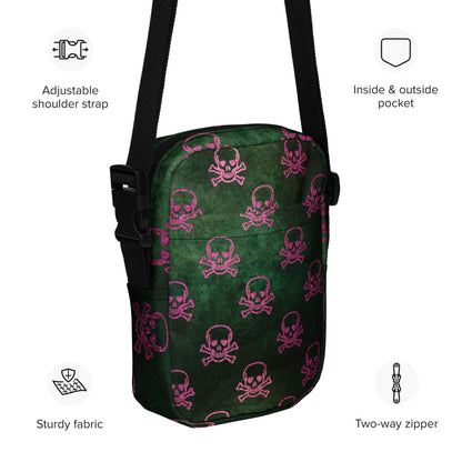 Punk Skull Crossbody Bag Edgy Skull Bag Skulls Pattern Halloween Accessory Unique Halloween Handbag