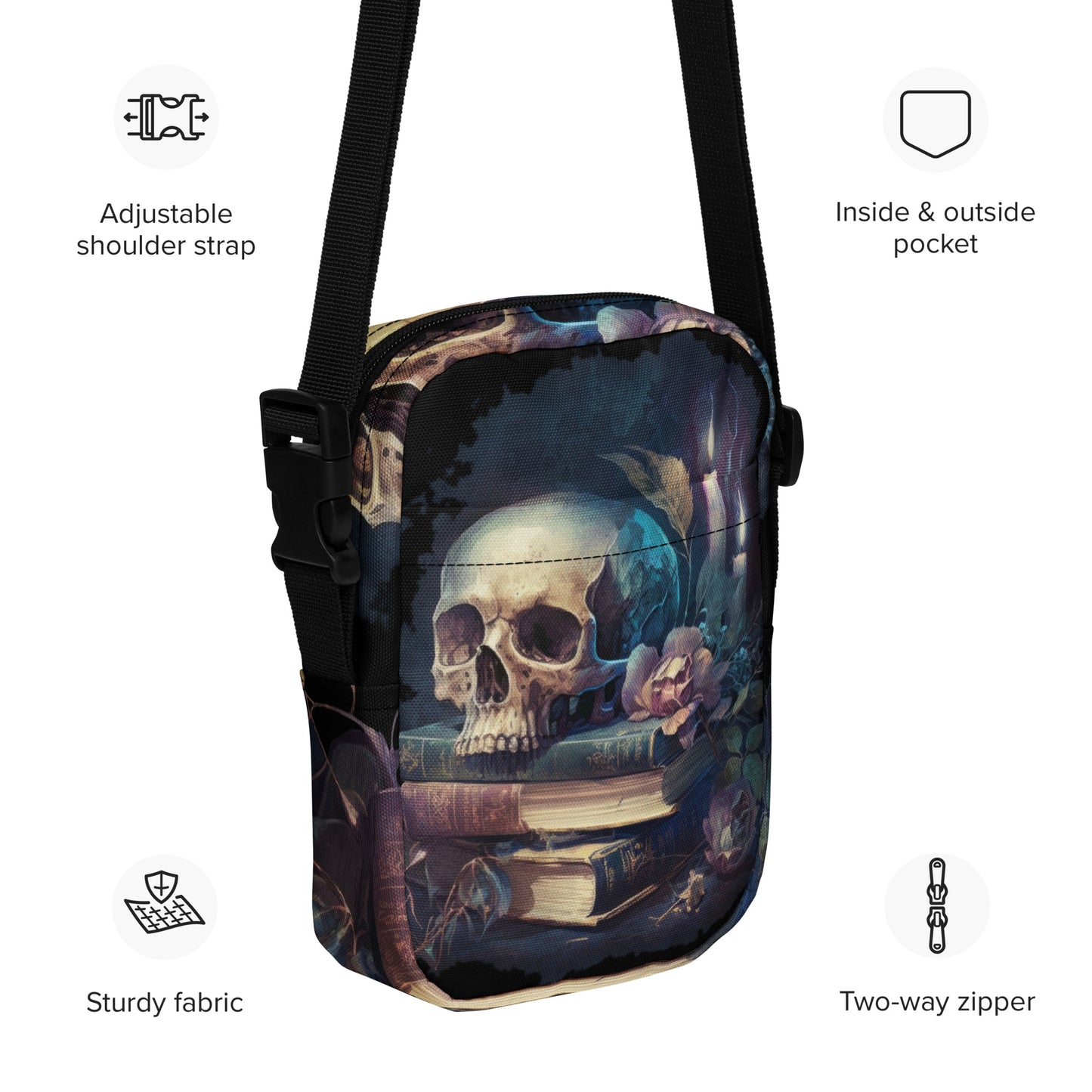 Skull Crossbody Bag Dark Academia Crossbody Bag Halloween Accessory Tote for Halloween