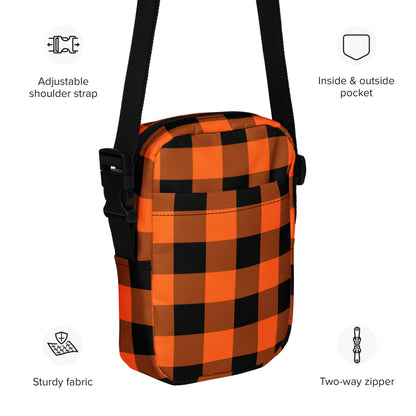 Halloween Bag Orange Plaid Crossbody Bag Halloween Crossbody Bag Orange Halloween Bag Plaid Pattern Bag