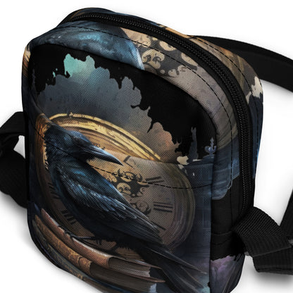 Goth Crossbody Bag Dark Academia Purse Goth Halloween Accessory Bag with Raven Black Crow Crossbody