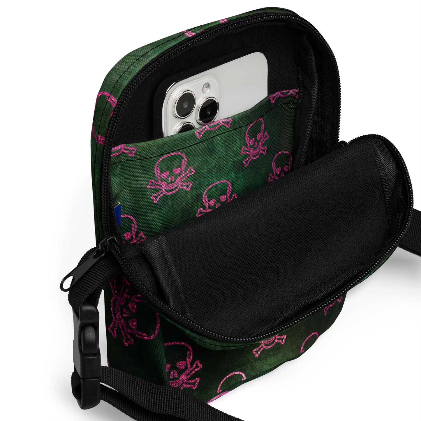 Punk Skull Crossbody Bag Edgy Skull Bag Skulls Pattern Halloween Accessory Unique Halloween Handbag