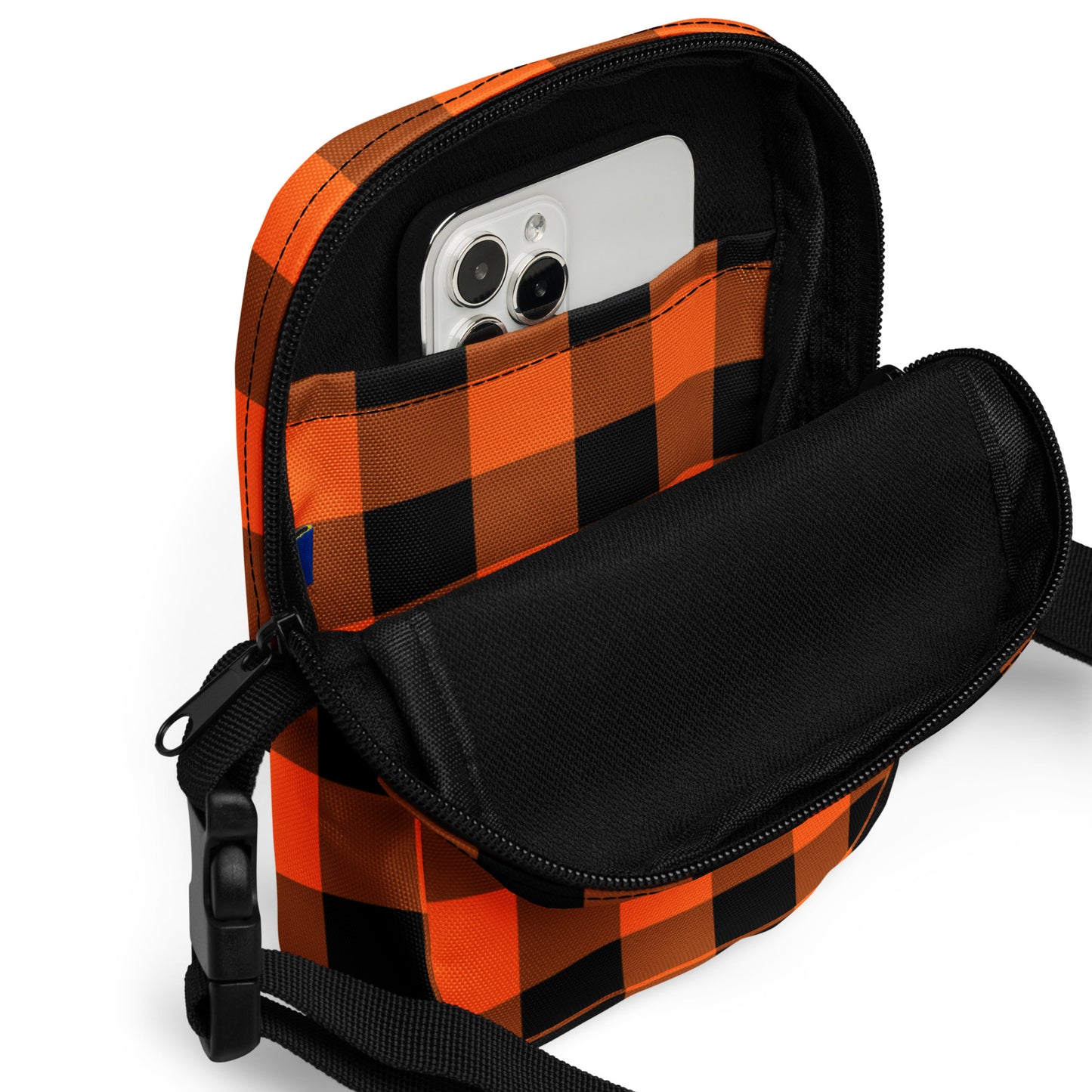 Halloween Bag Orange Plaid Crossbody Bag Halloween Crossbody Bag Orange Halloween Bag Plaid Pattern Bag