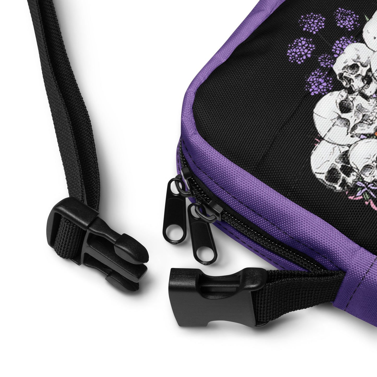 Gothic Crossbody Bag Floral Skull Halloween Accessory Halloween Bags with Flowers Floral Goth Crossbody Bag